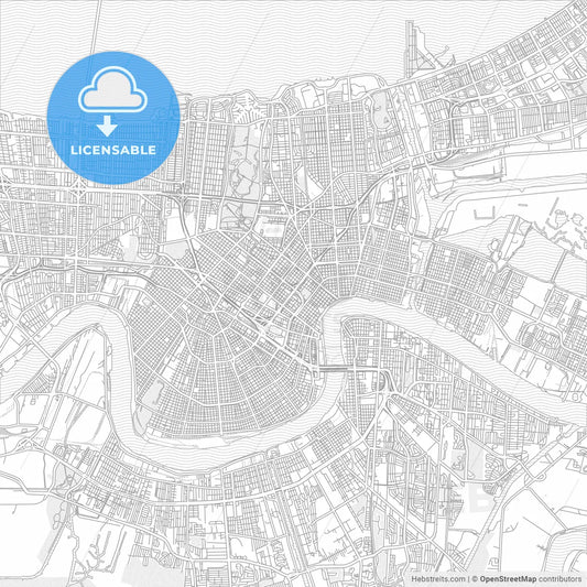 New Orleans, Louisiana, USA, bright outlined vector map