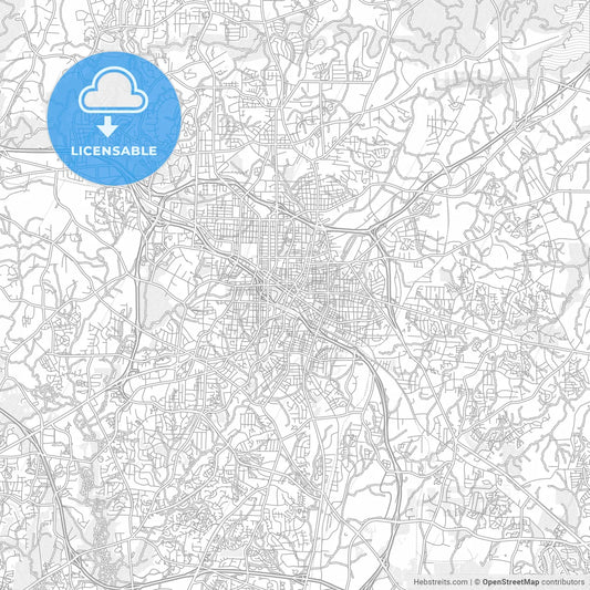 Durham, North Carolina, USA, bright outlined vector map