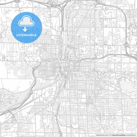 Grand Rapids, Michigan, USA, bright outlined vector map