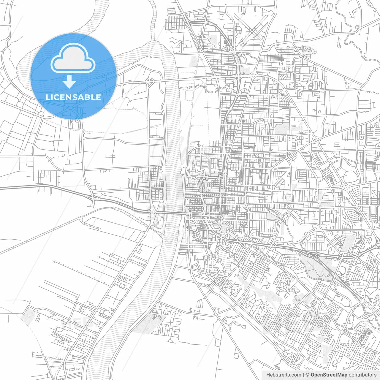 Baton Rouge, Louisiana, USA, bright outlined vector map