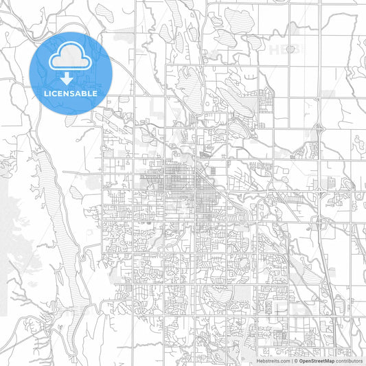 Fort Collins, Colorado, USA, bright outlined vector map
