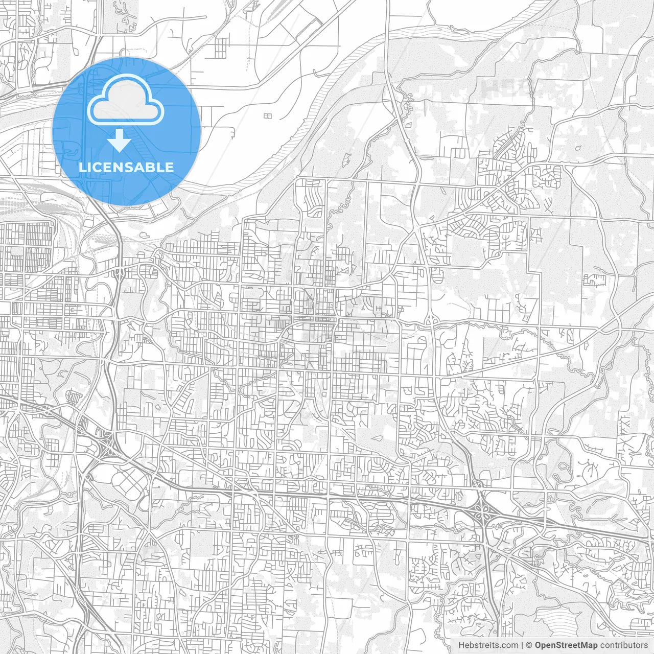 Independence, Missouri, USA, bright outlined vector map