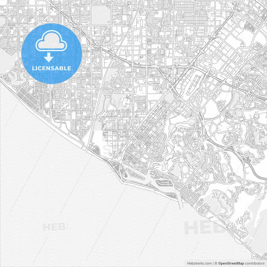 Costa Mesa, California, USA, bright outlined vector map