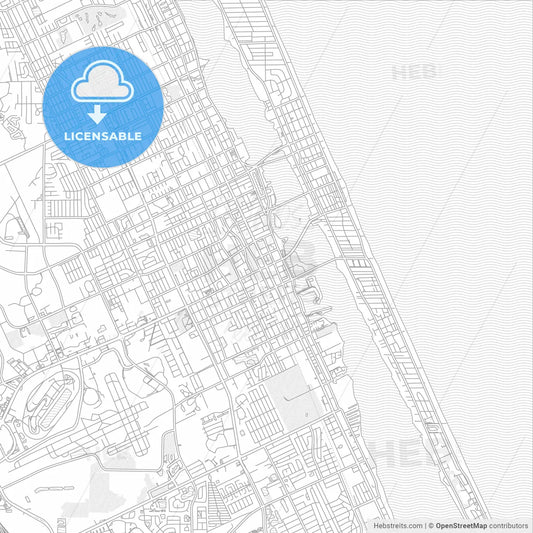 Daytona Beach, Florida, USA, bright outlined vector map