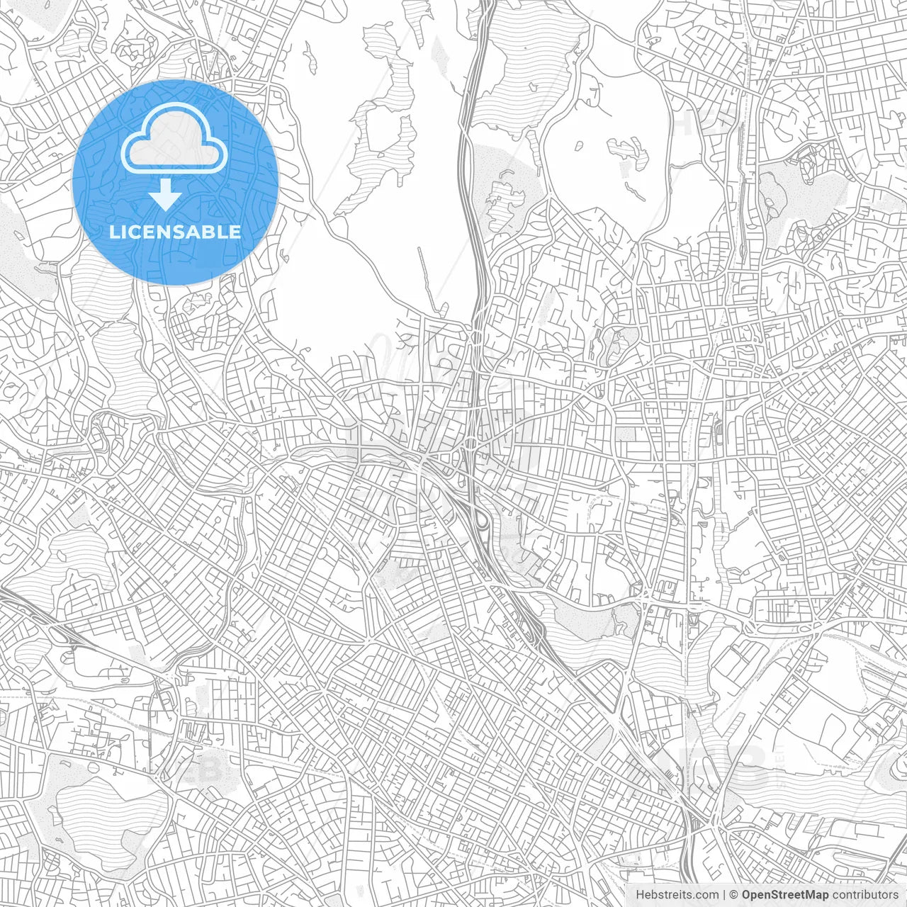 Medford, Massachusetts, USA, bright outlined vector map