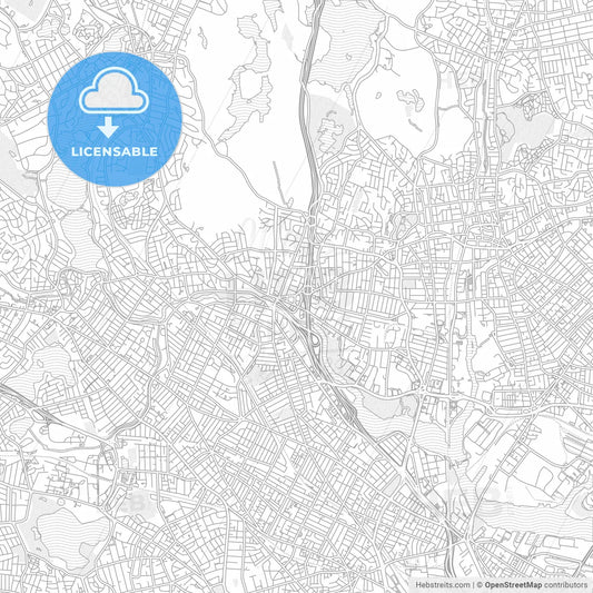 Medford, Massachusetts, USA, bright outlined vector map