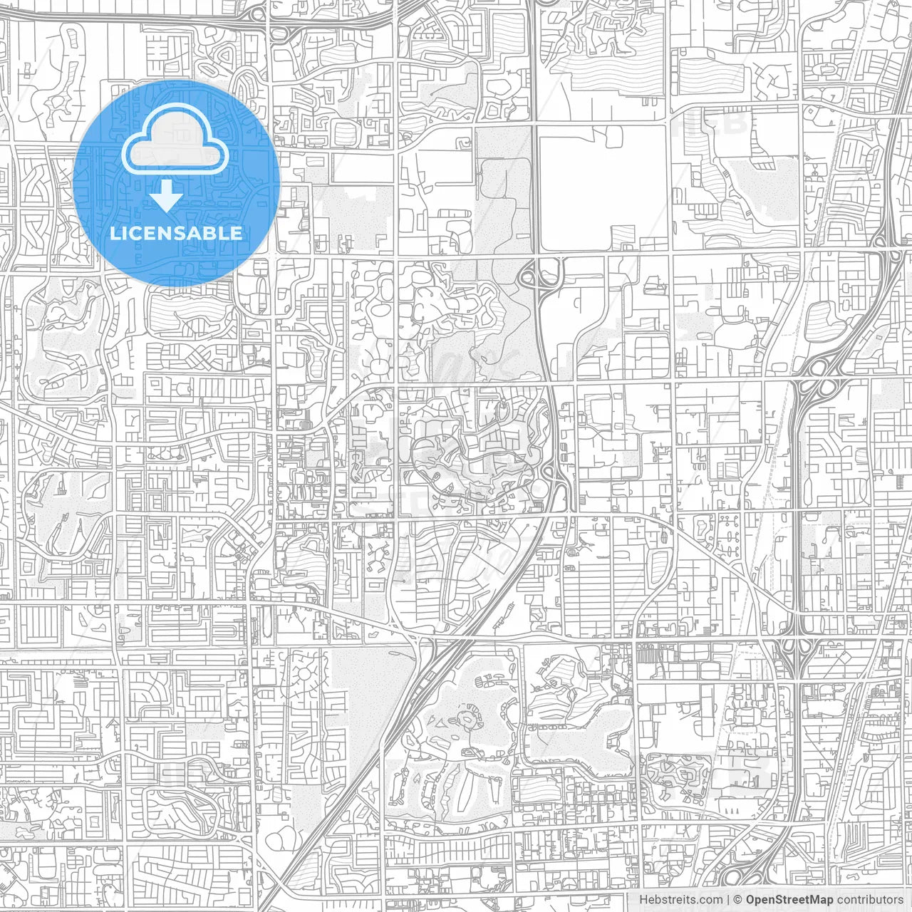 Coconut Creek, Florida, USA, bright outlined vector map