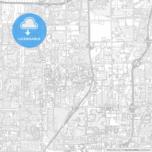 Coconut Creek, Florida, USA, bright outlined vector map