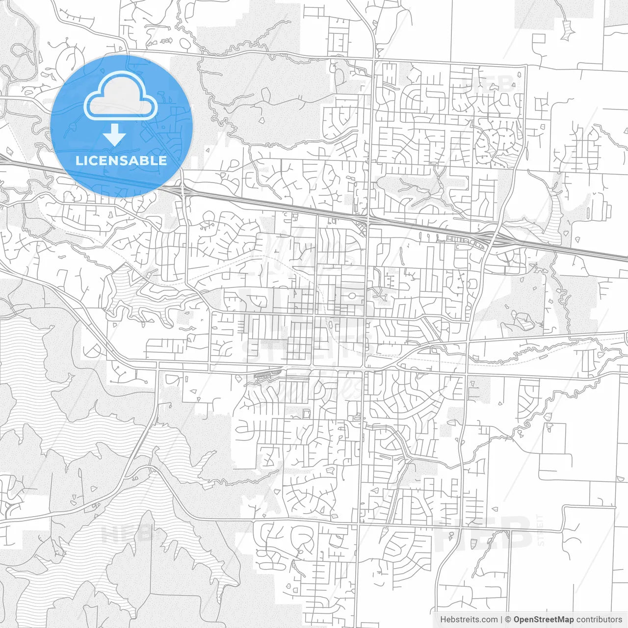 Blue Springs, Missouri, USA, bright outlined vector map
