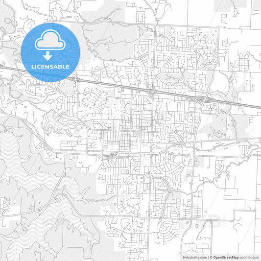 Blue Springs, Missouri, USA, bright outlined vector map