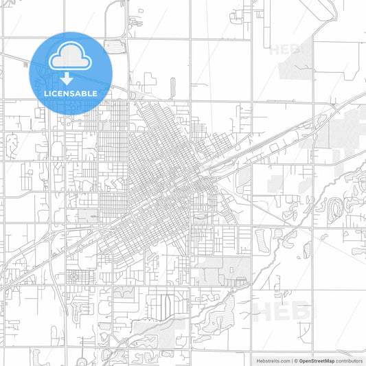 Grand Island, Nebraska, United States of America, bright outlined vector map