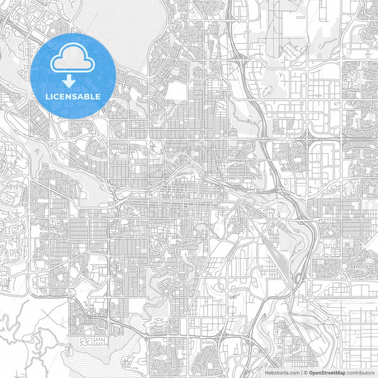 Calgary, Alberta, Canada, bright outlined vector map