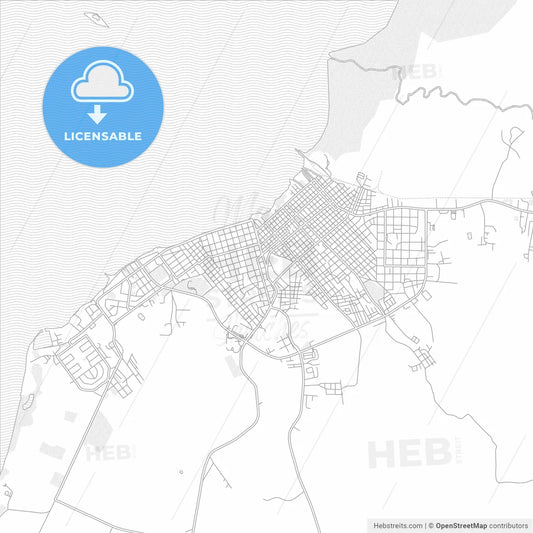 Manzanillo, Granma, Cuba, bright outlined vector map