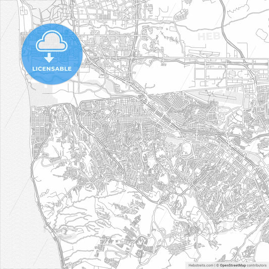 Tijuana, Baja California, Mexico, bright outlined vector map