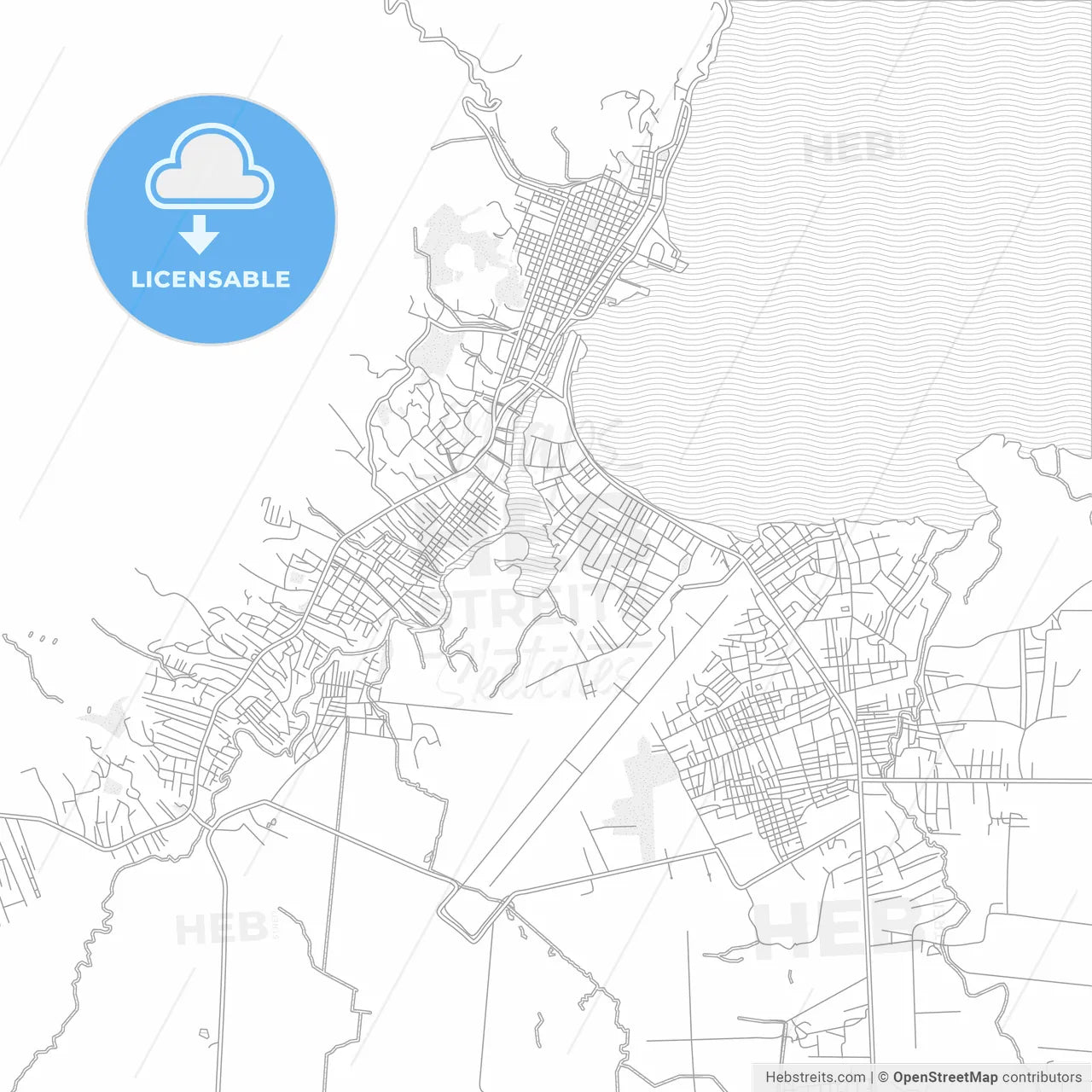 Cap-Haïtien, Nord, Haiti, bright outlined vector map