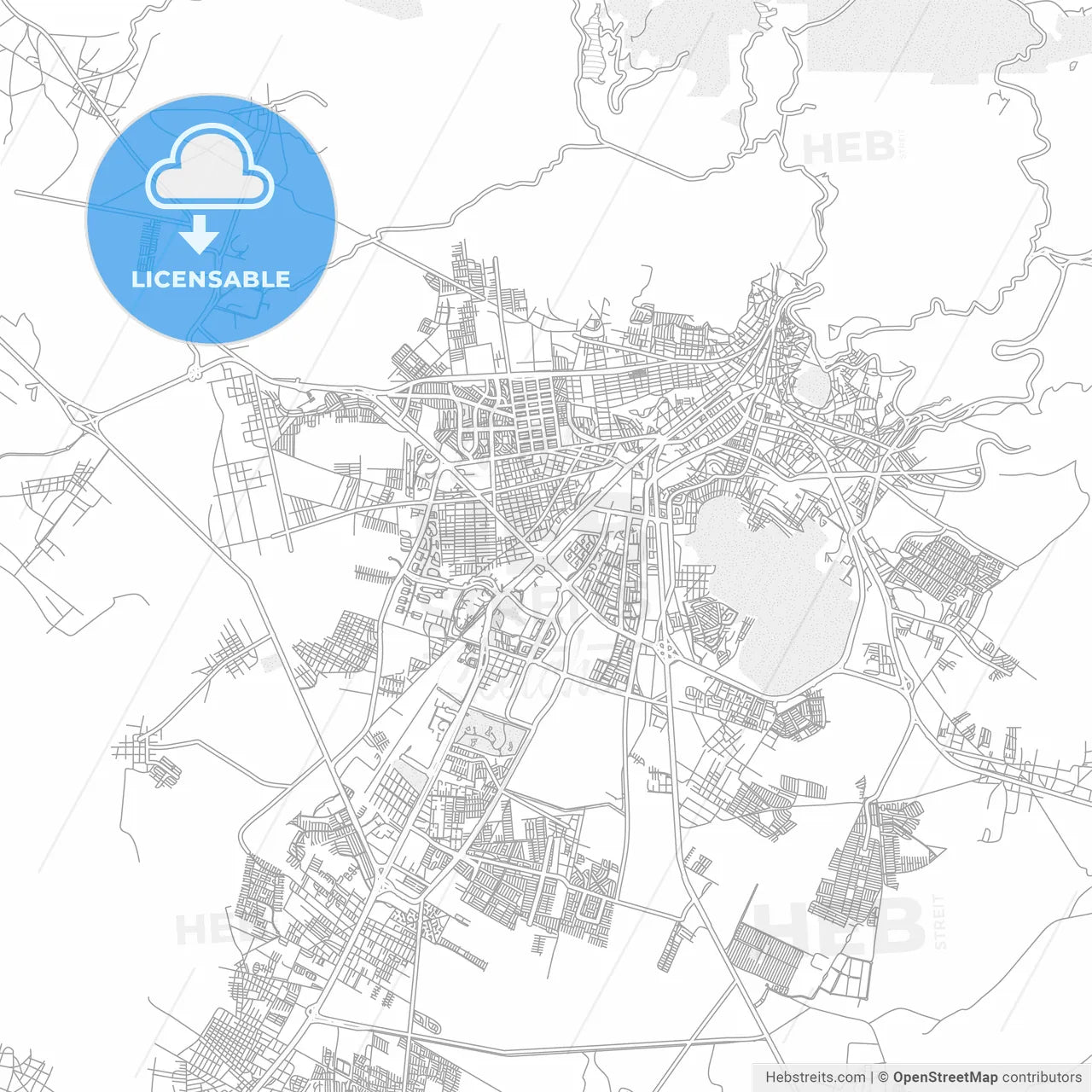 Pachuca, Hidalgo, Mexico, bright outlined vector map