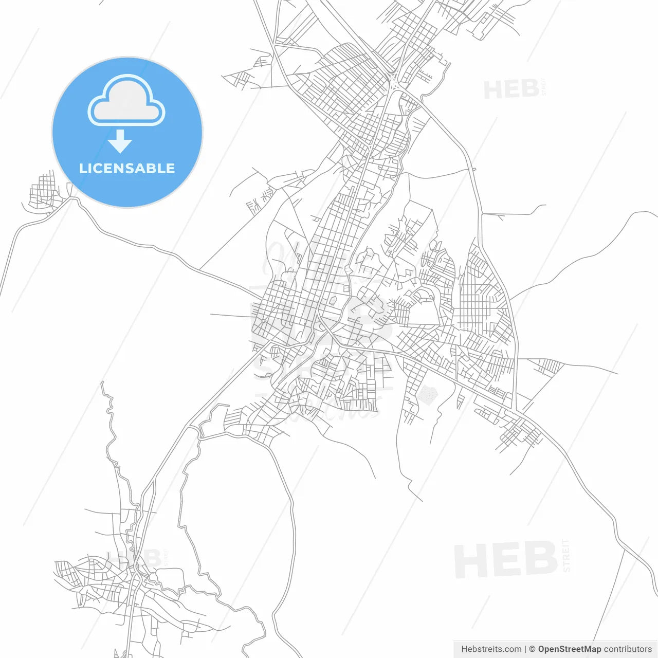 Cuautla, Morelos, Mexico, bright outlined vector map