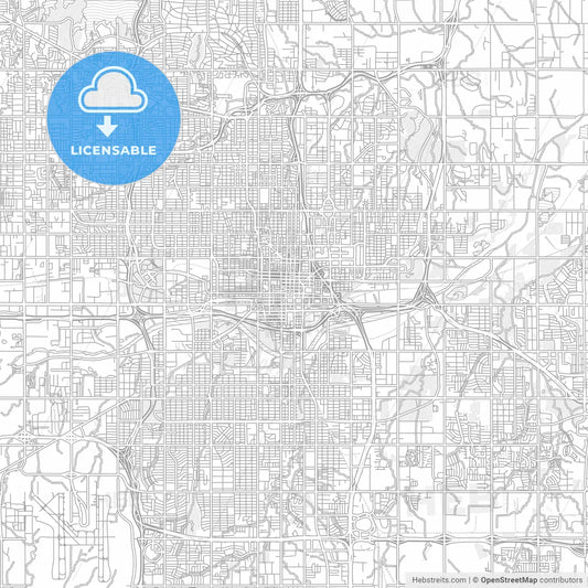 Oklahoma City, Oklahoma, USA, bright outlined vector map