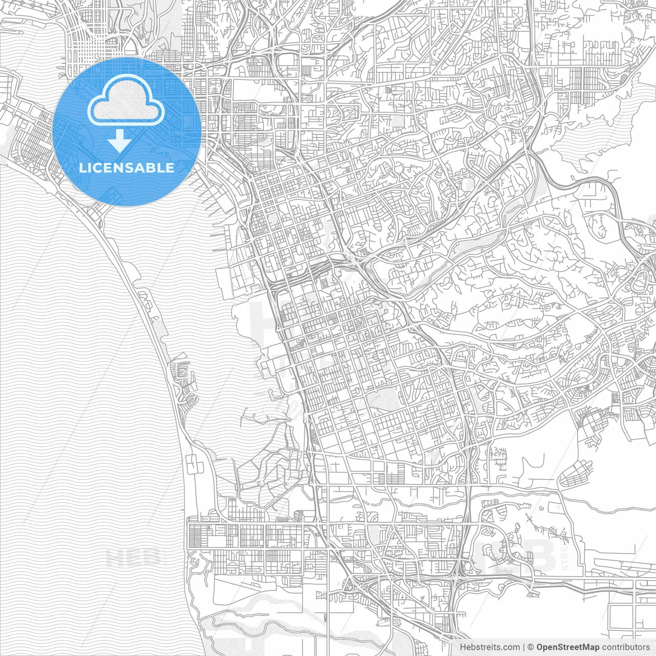 Chula Vista, California, USA, bright outlined vector map