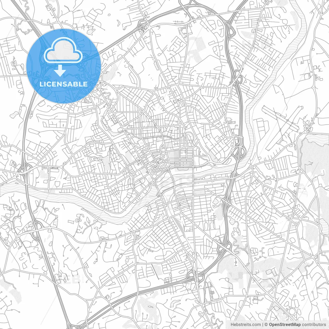 Lawrence, Massachusetts, USA, bright outlined vector map