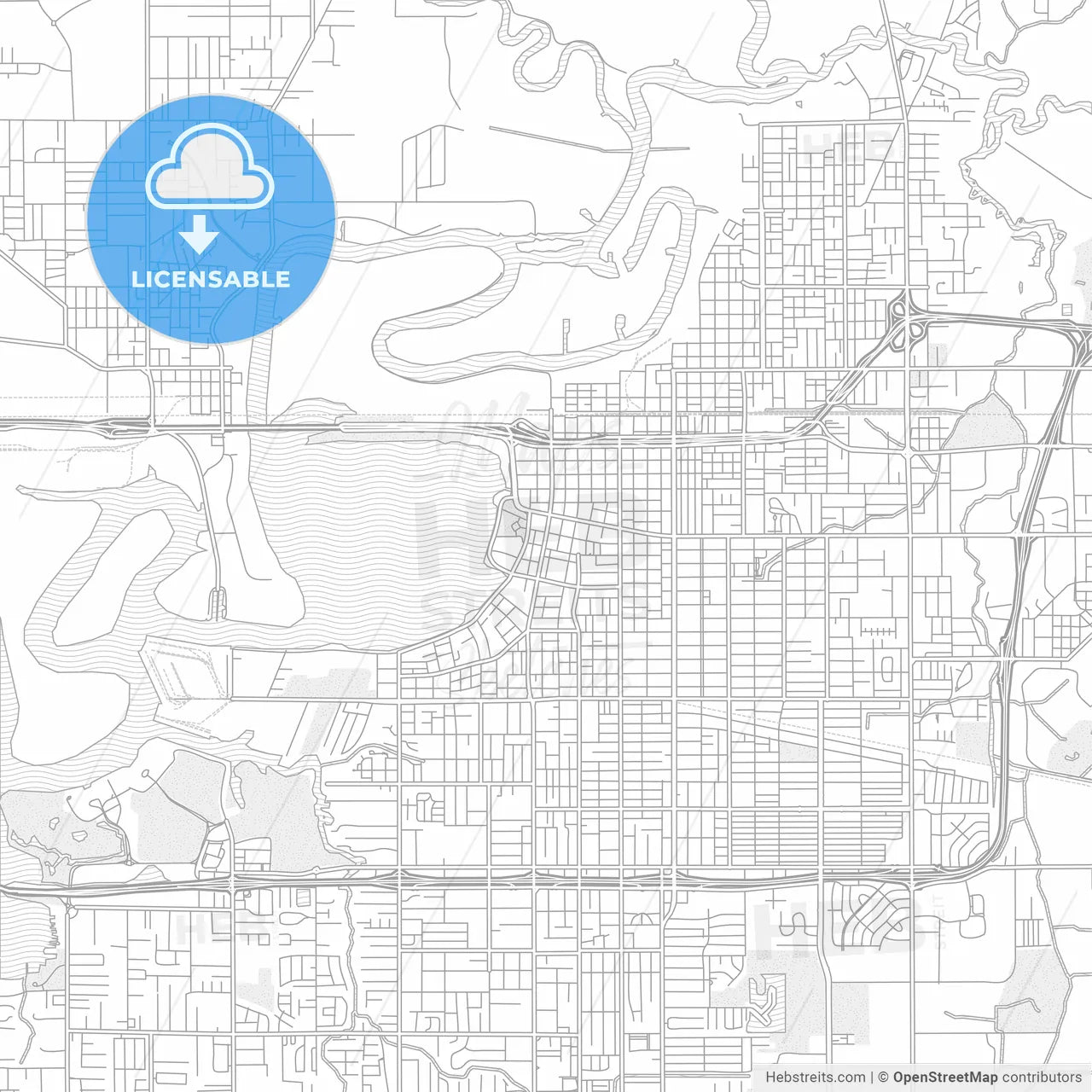 Lake Charles, Louisiana, USA, bright outlined vector map