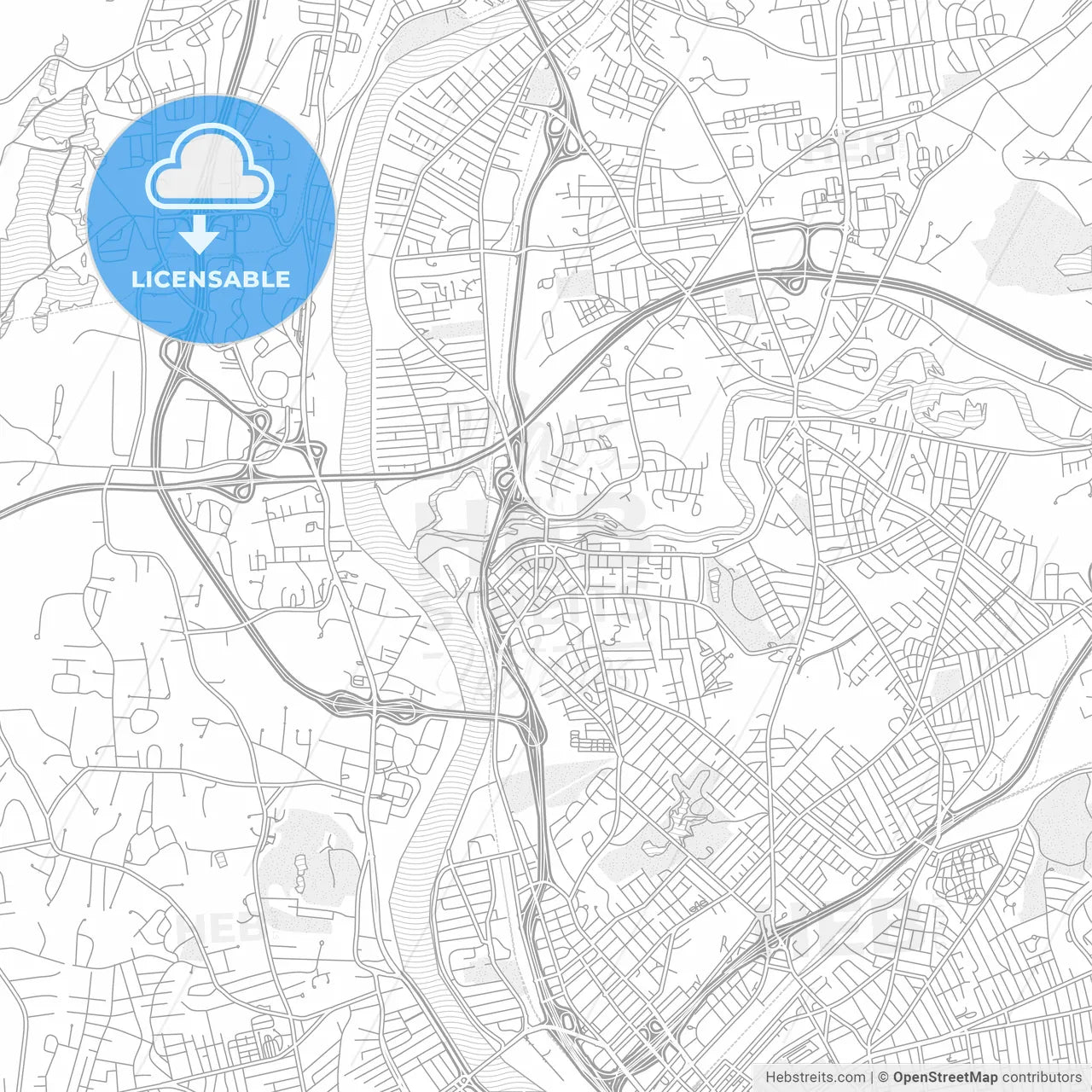 Chicopee, Massachusetts, USA, bright outlined vector map