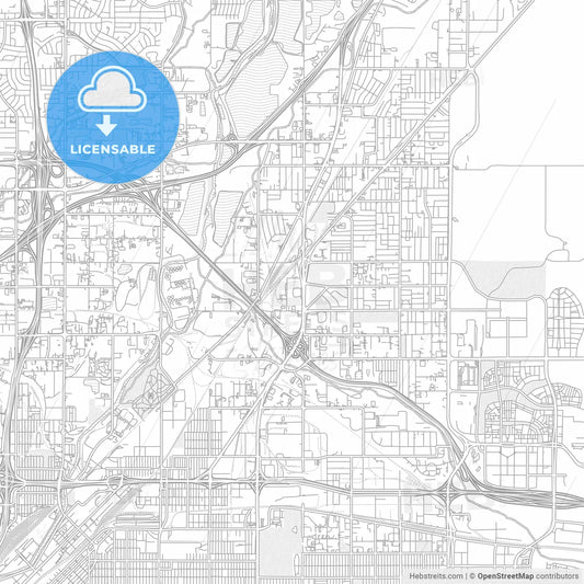 Commerce City, Colorado, USA, bright outlined vector map