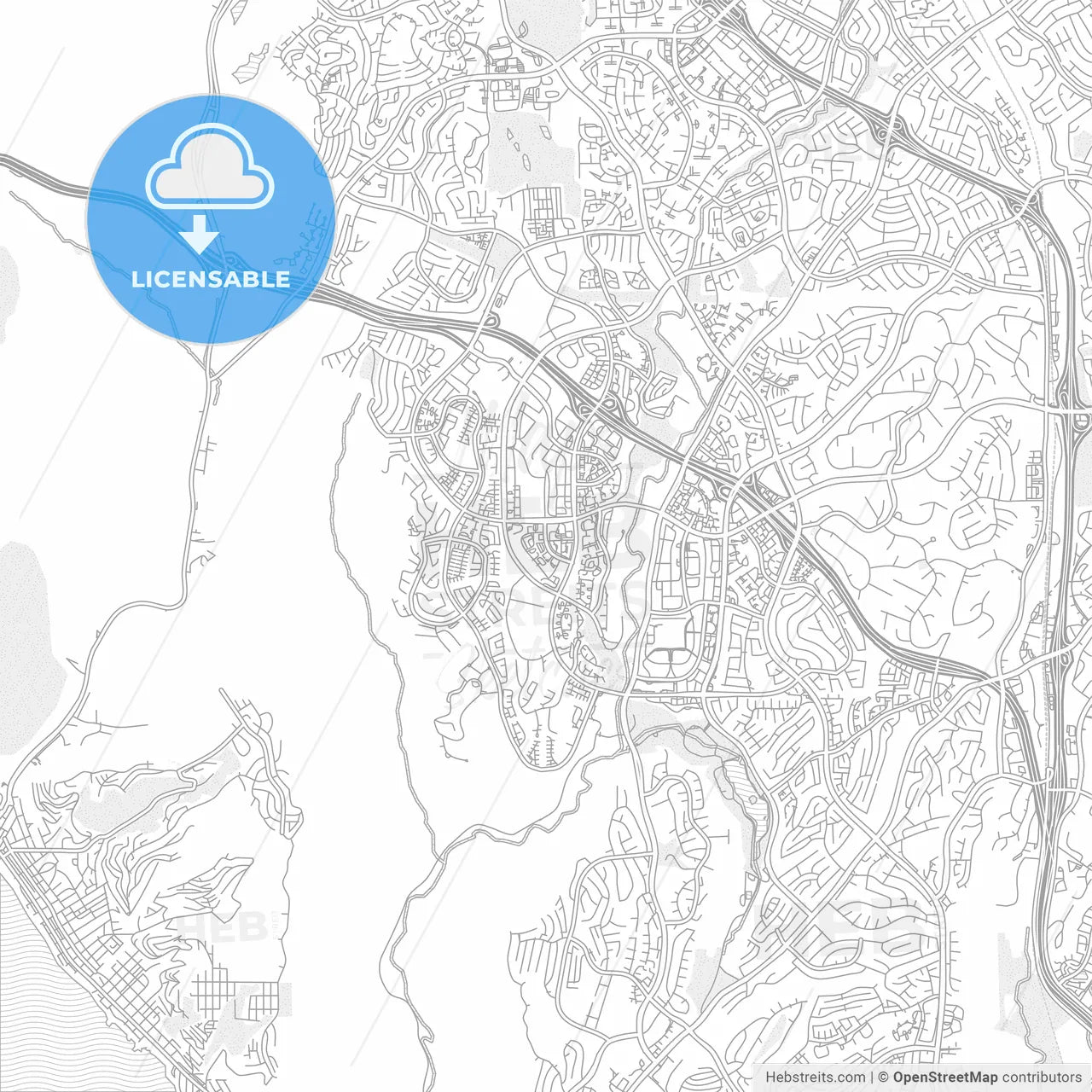 Aliso Viejo, California, United States of America, bright outlined vector map