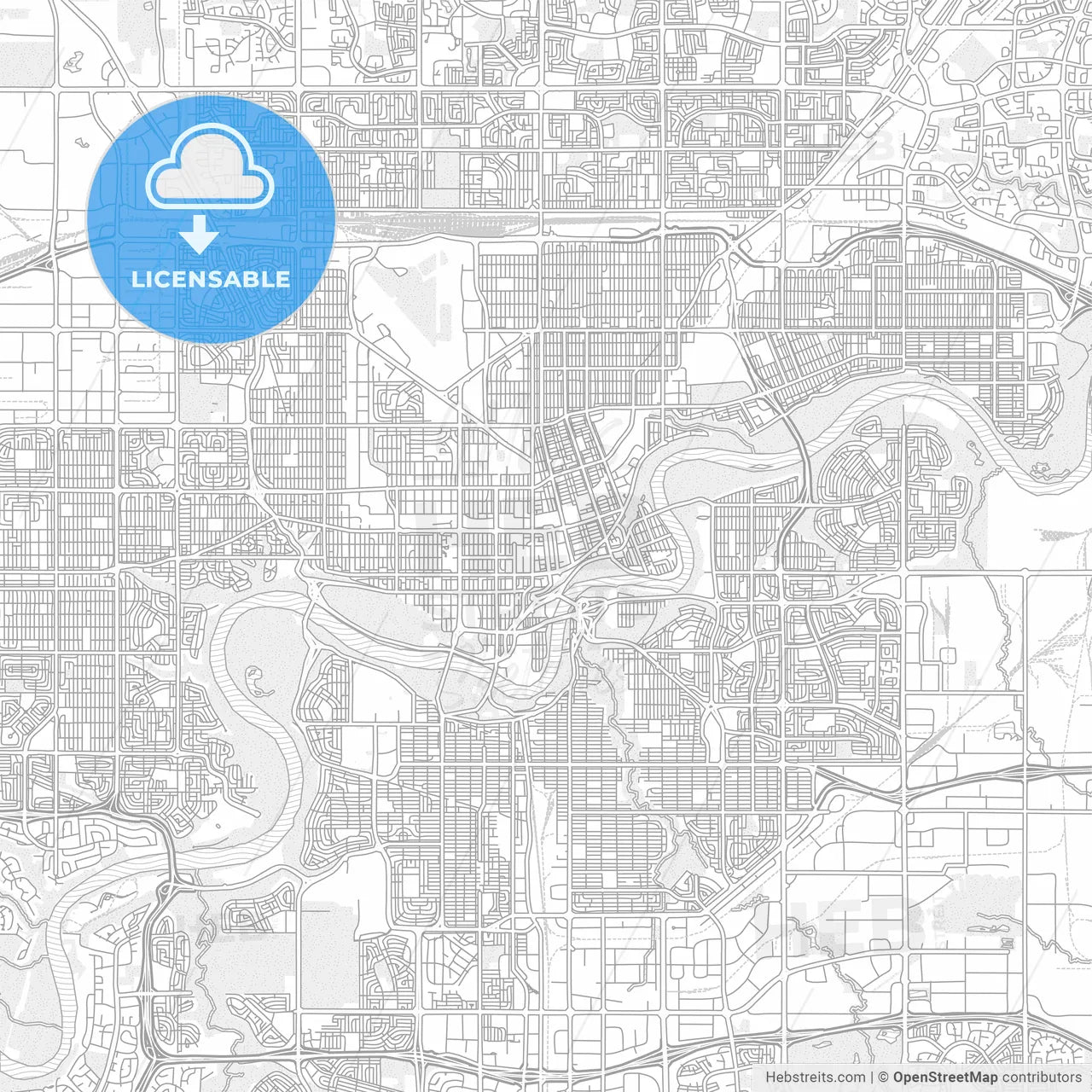 Edmonton, Alberta, Canada, bright outlined vector map