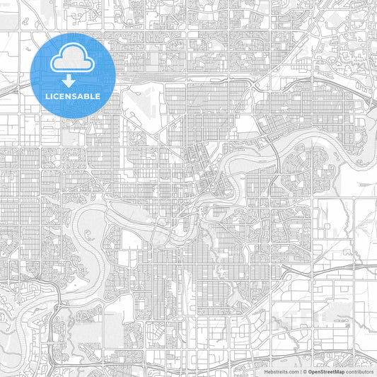 Edmonton, Alberta, Canada, bright outlined vector map