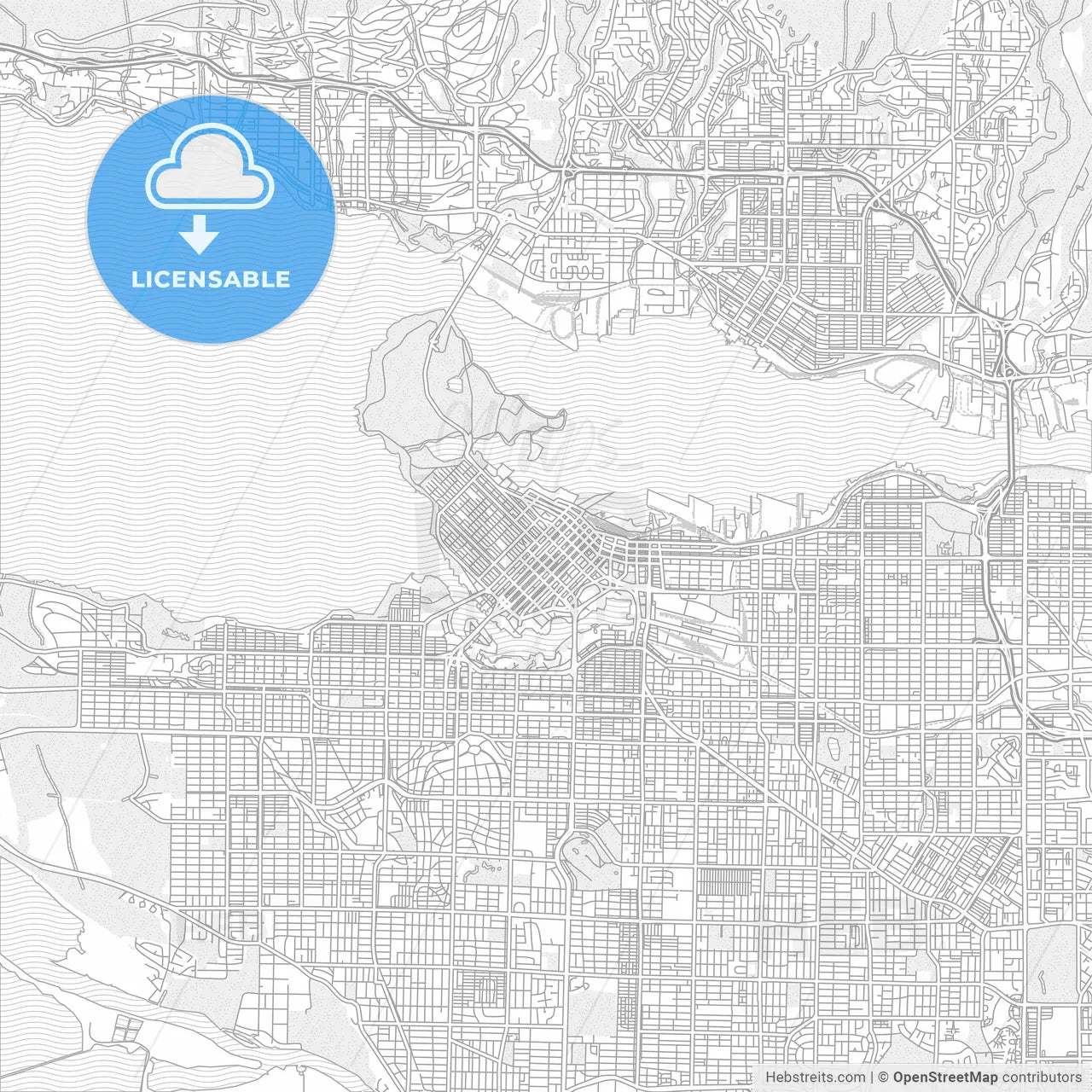 Vancouver, British Columbia, Canada, bright outlined vector map