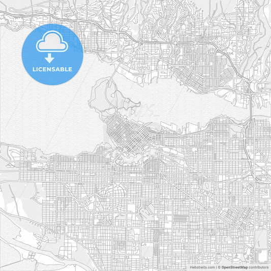 Vancouver, British Columbia, Canada, bright outlined vector map