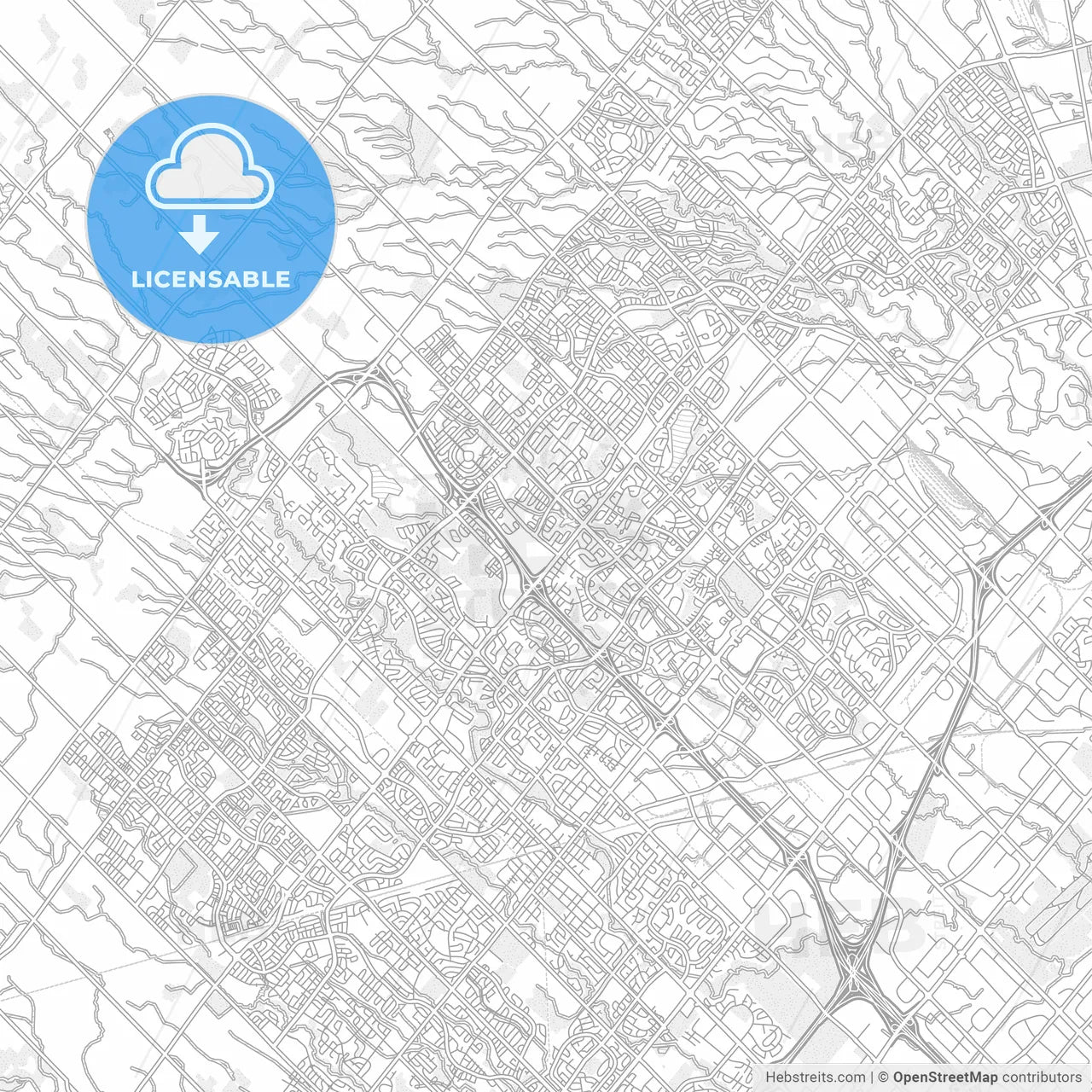 Brampton, Ontario, Canada, bright outlined vector map