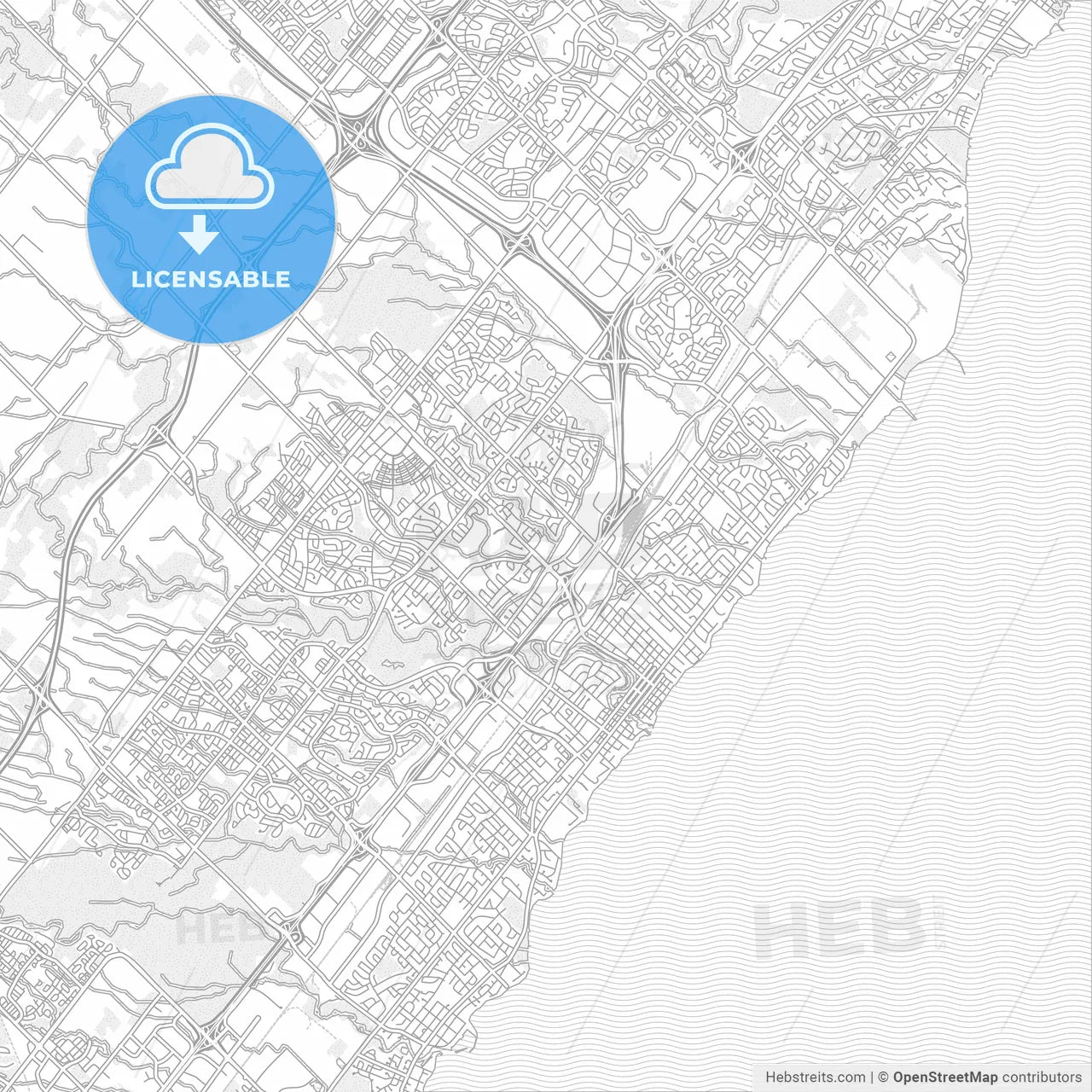 Oakville, Ontario, Canada, bright outlined vector map