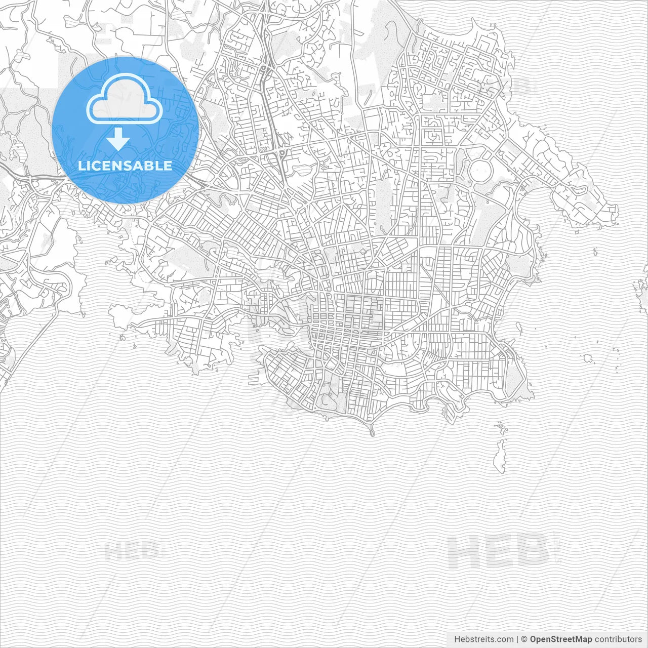 Victoria, British Columbia, Canada, bright outlined vector map