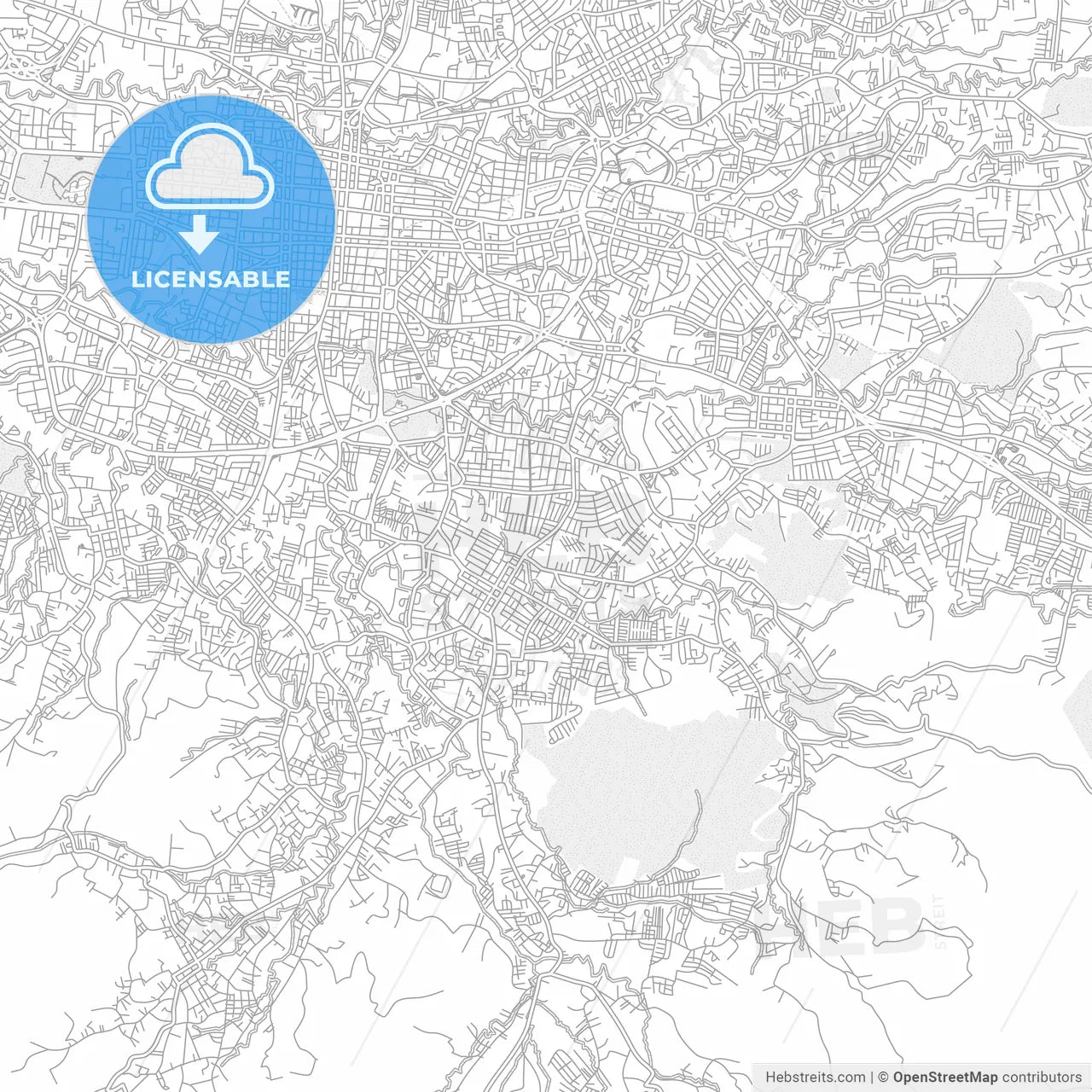 Desamparados, San José, Costa Rica, bright outlined vector map