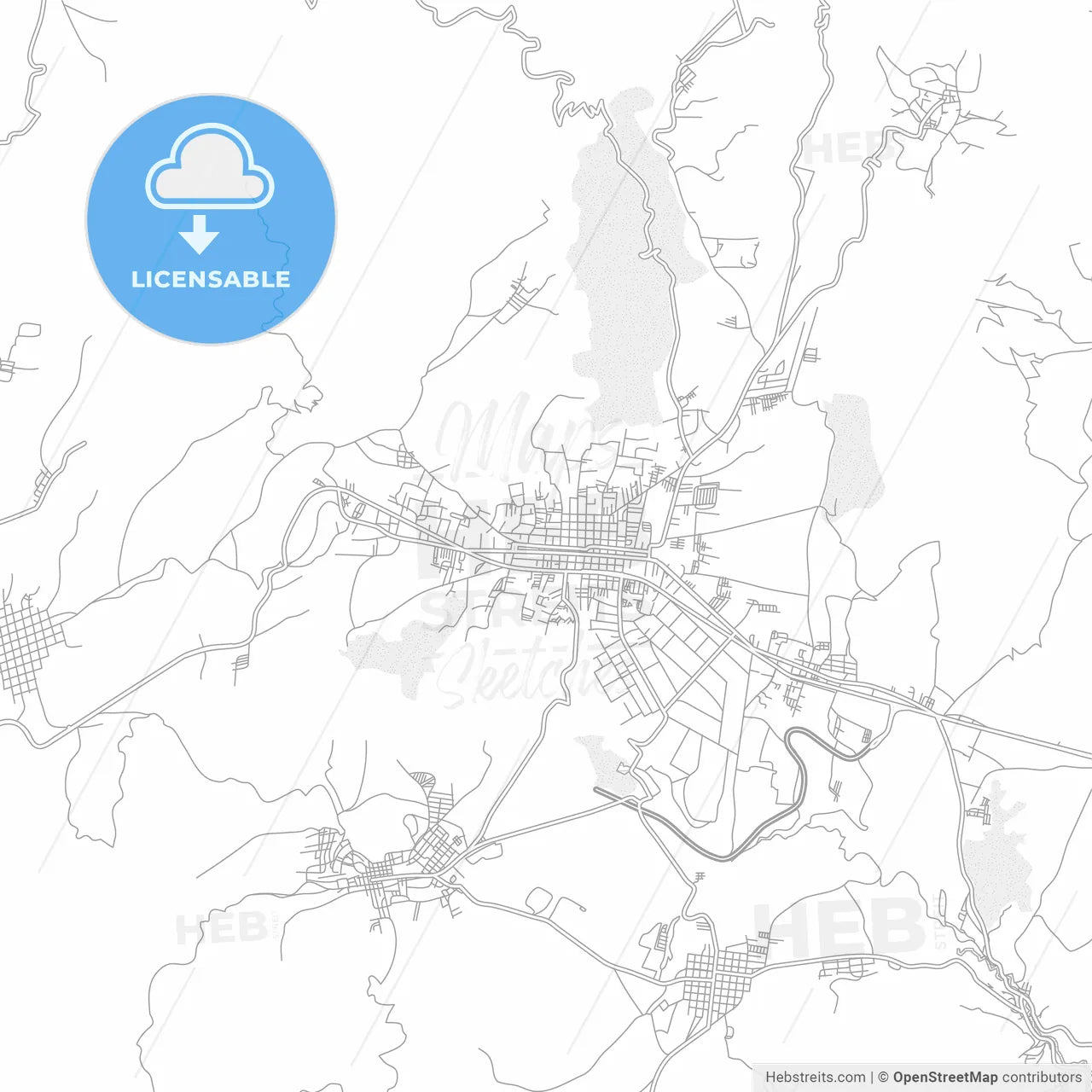 Chimaltenango, Chimaltenango, Guatemala, bright outlined vector map
