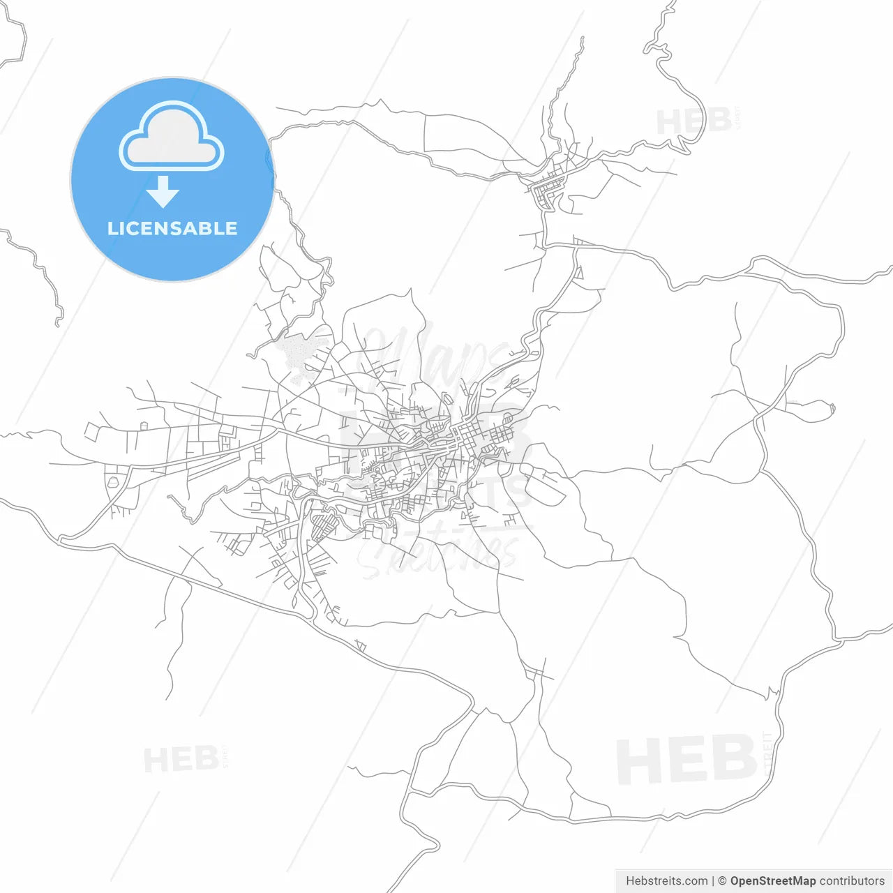 Huehuetenango, Huehuetenango, Guatemala, bright outlined vector map