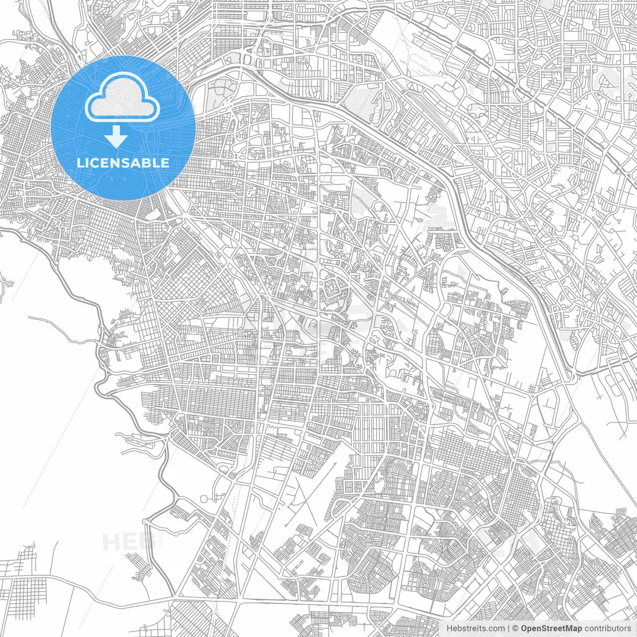 Juárez, Chihuahua, Mexico, bright outlined vector map