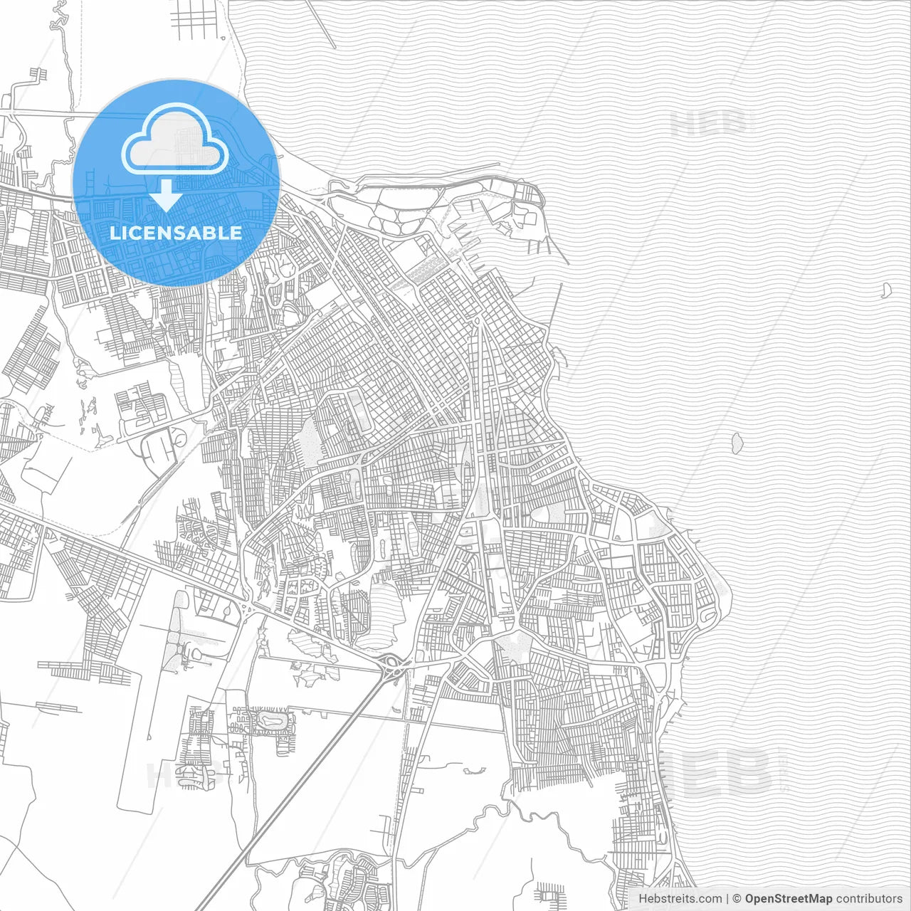 Heroica Veracruz, Veracruz, Mexico, bright outlined vector map