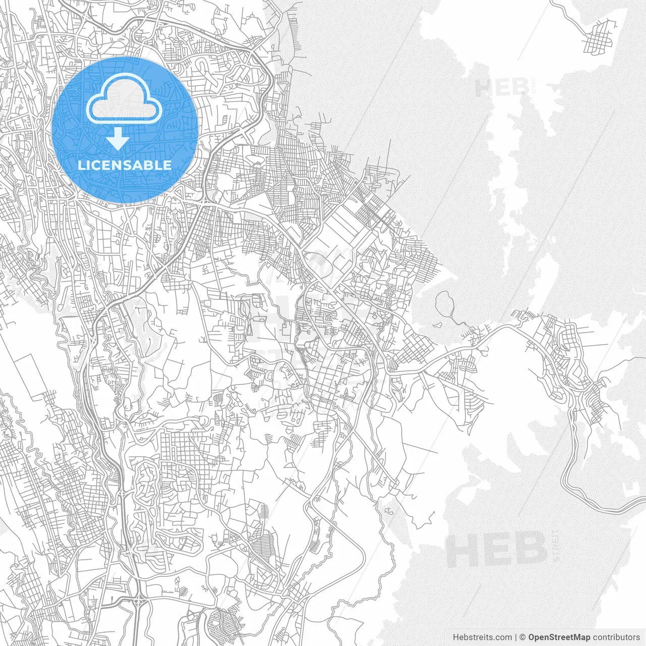 Jiutepec, Morelos, Mexico, bright outlined vector map