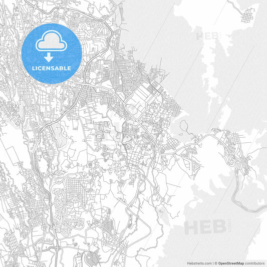 Jiutepec, Morelos, Mexico, bright outlined vector map