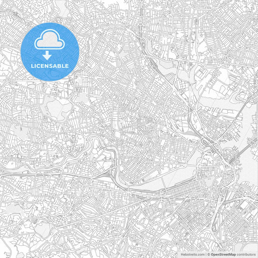 Cambridge, Massachusetts, USA, bright outlined vector map