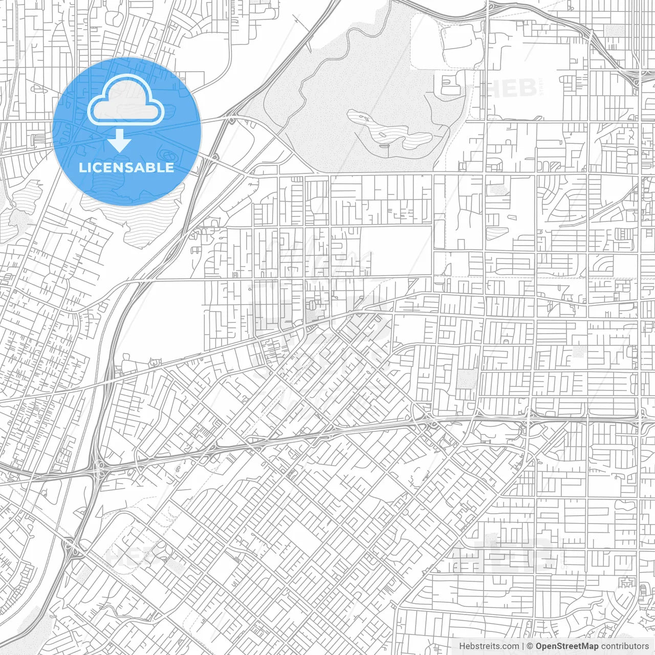 Baldwin Park, California, USA, bright outlined vector map