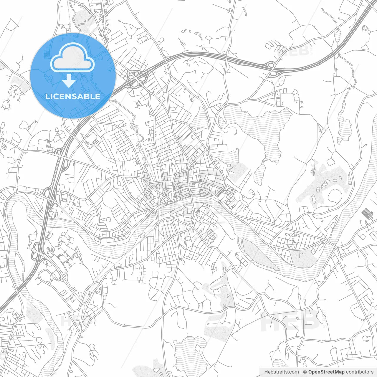 Haverhill, Massachusetts, USA, bright outlined vector map