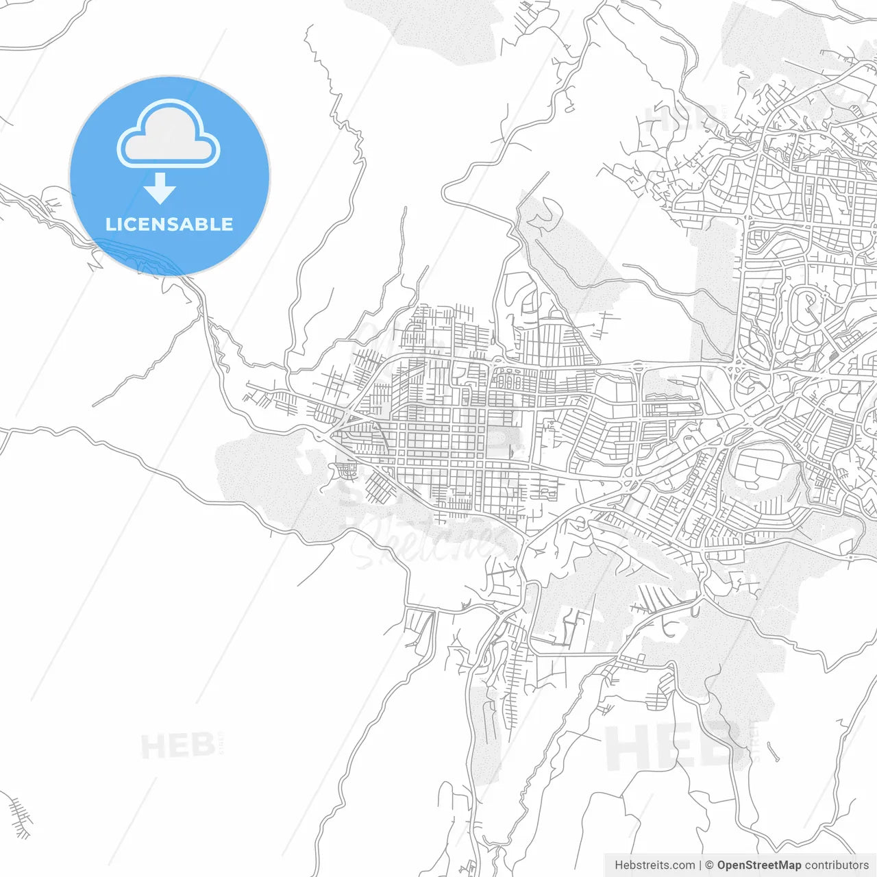 Santa Tecla, La Libertad, El Salvador, bright outlined vector map