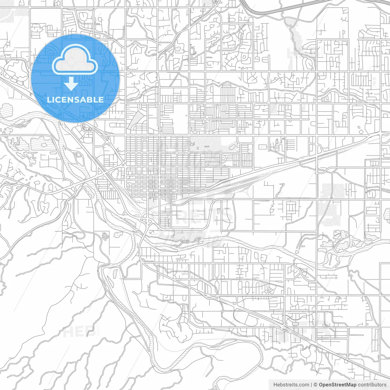 Grand Junction, Colorado, USA, bright outlined vector map