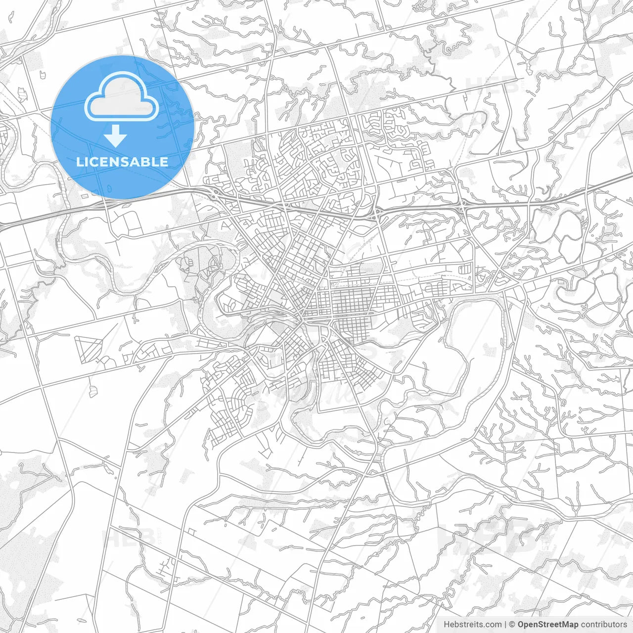 Brantford, Ontario, Canada, bright outlined vector map
