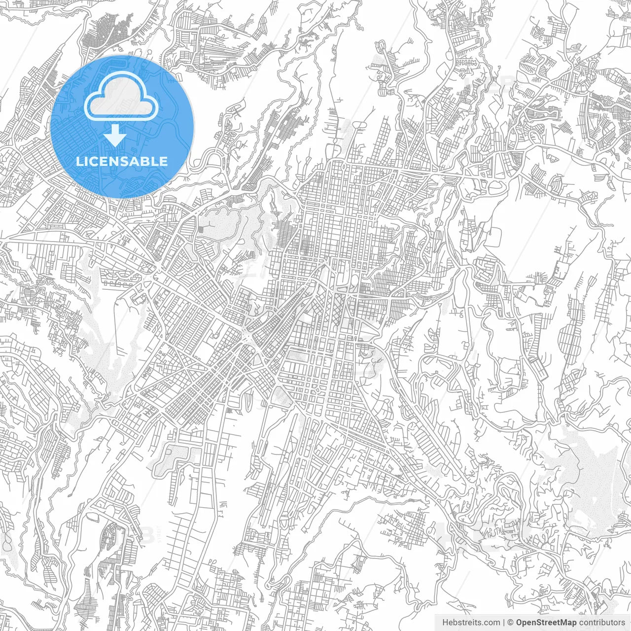 Guatemala City, Guatemala, Guatemala, bright outlined vector map