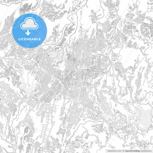 Guatemala City, Guatemala, Guatemala, bright outlined vector map